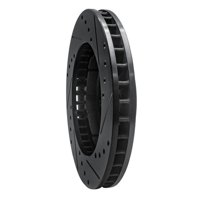 R1 Concepts R1 71-91 Chevrolet K10 Front Left Drilled & Slotted Black Brake Rotor