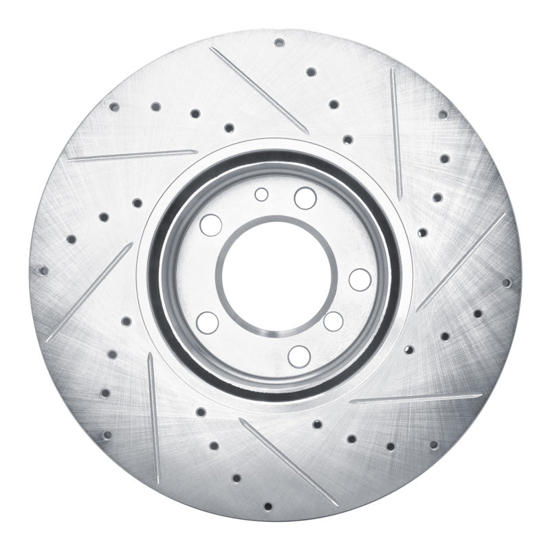 R1 Concepts R1 00-03 BMW 540I Front Left Drilled & Slotted Silver Brake Rotor