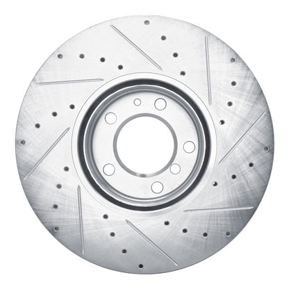 R1 Concepts R1 00-03 BMW 540I Front Left Drilled & Slotted Silver Brake Rotor