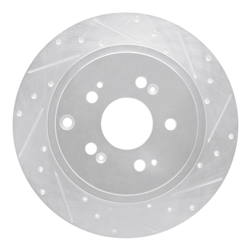R1 Concepts R1 06-14 Honda Ridgeline Rear Right Drilled & Slotted Silver Brake Rotor