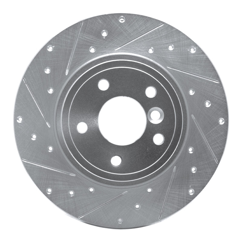 R1 Concepts R1 17-19 Jaguar XE Rear Left Drilled & Slotted Silver Brake Rotor