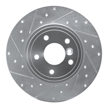 R1 Concepts R1 17-19 Jaguar XE Rear Left Drilled & Slotted Silver Brake Rotor