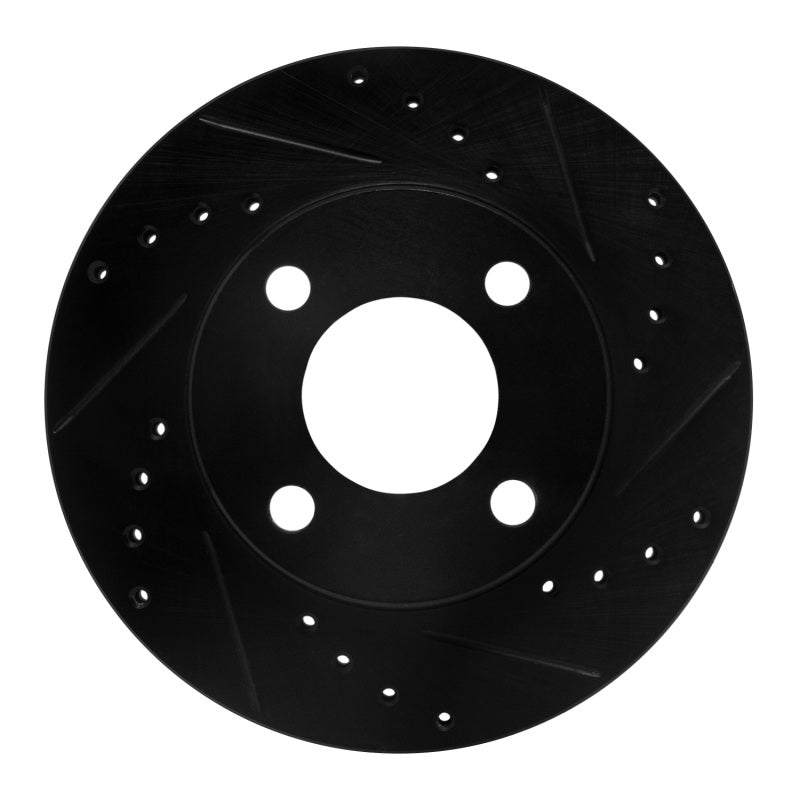 R1 Concepts R1 90-91 Audi 90 Quattro Front Right Drilled & Slotted Black Brake Rotor