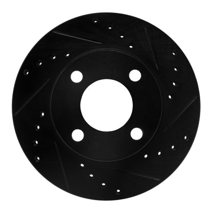 R1 Concepts R1 90-91 Audi 90 Quattro Front Right Drilled & Slotted Black Brake Rotor