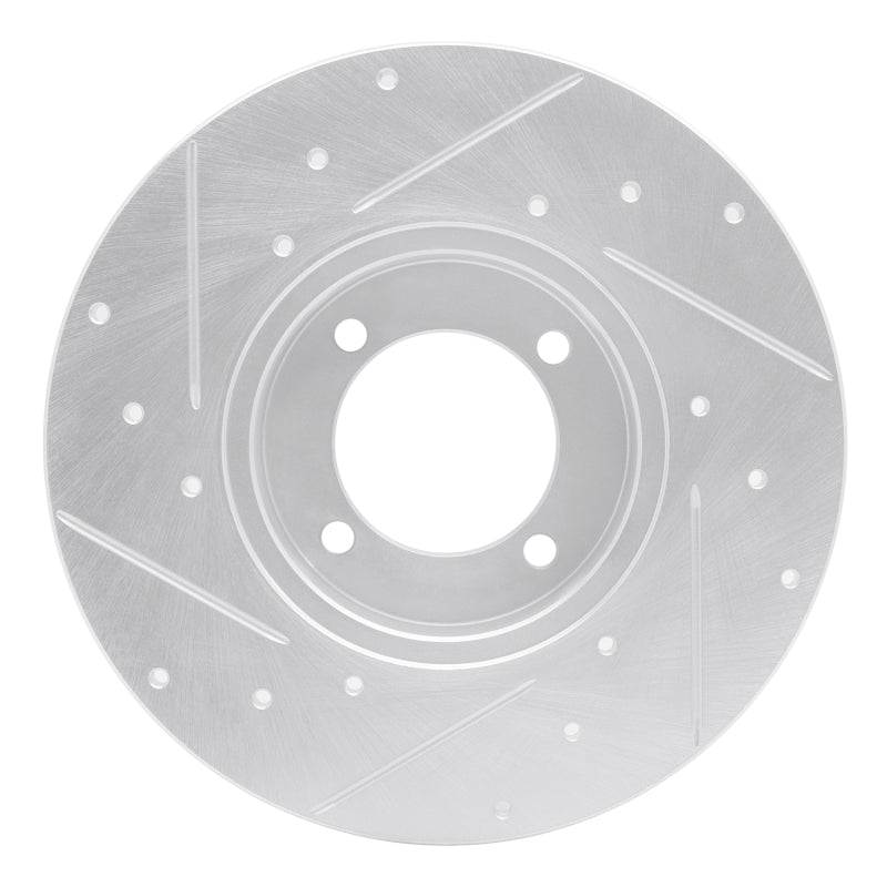 R1 Concepts R1 80-83 Nissan 200SX Front Right Drilled & Slotted Silver Brake Rotor