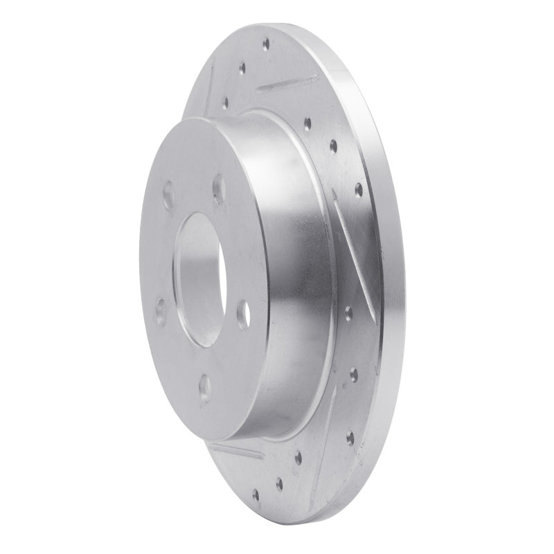 R1 Concepts R1 94-04 Ford Mustang Rear Left Drilled & Slotted Silver Brake Rotor