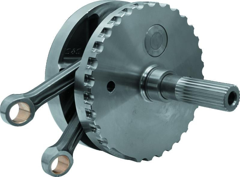 S&S Cycle 07-17 BT 4-3/8in Stroke Flywheel Assembly w/ Sprocket Shaft Bearing Race