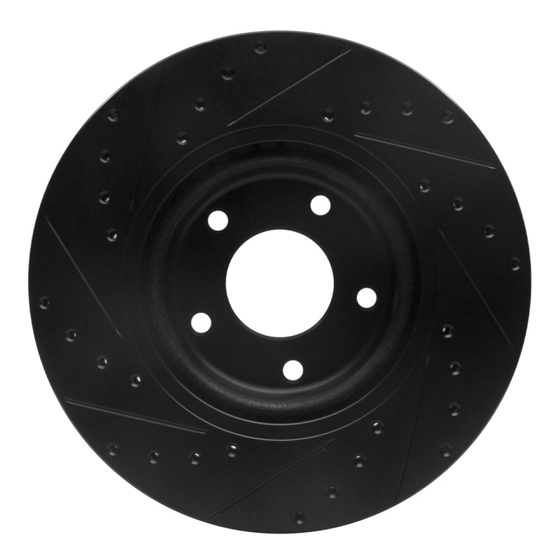 R1 Concepts R1 98-06 Jaguar XKR Front Right Drilled & Slotted Black Brake Rotor