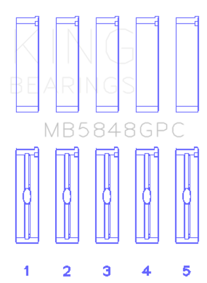 King Engine Bearings General Motors Duramax Diesel 0.040in O/S (Size 0.25) Coated Main Bearing Set