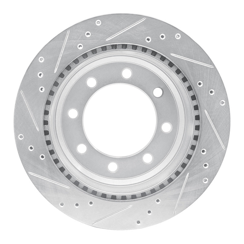 R1 Concepts R1 08-25 Ford E-350 Super Duty Rear Right Drilled & Slotted Silver Brake Rotor