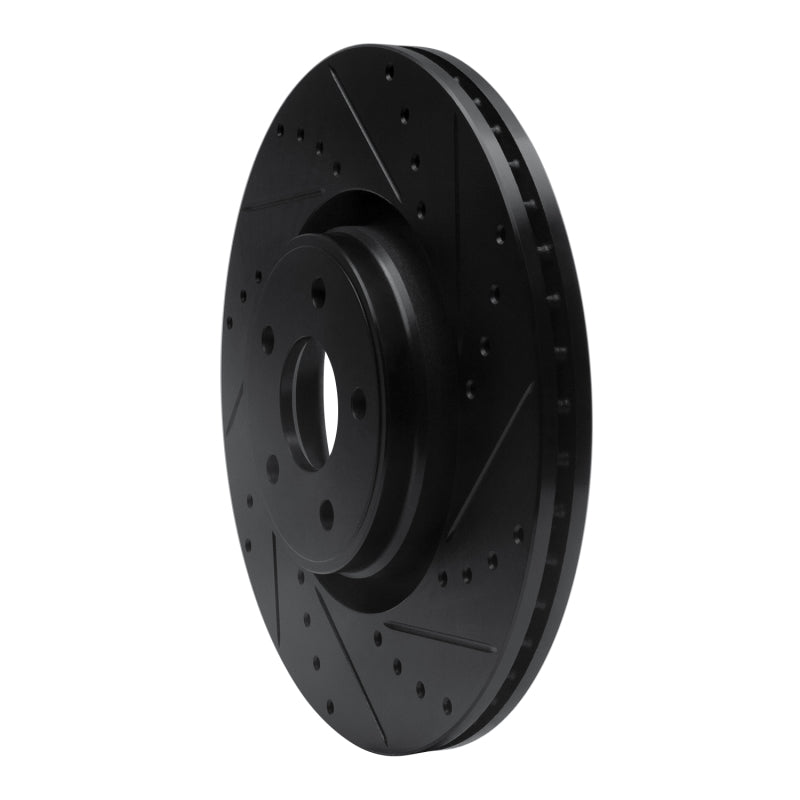 R1 Concepts R1 14-18 Ford Focus ST Front Right Drilled & Slotted Black Brake Rotor