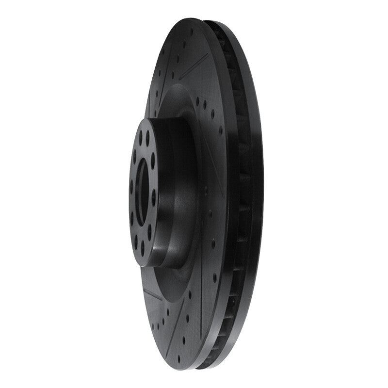 R1 Concepts R1 01-03 Audi S8 Front Left Drilled & Slotted Black Brake Rotor
