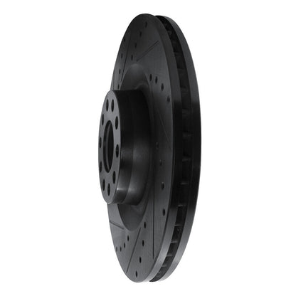 R1 Concepts R1 01-03 Audi S8 Front Left Drilled & Slotted Black Brake Rotor