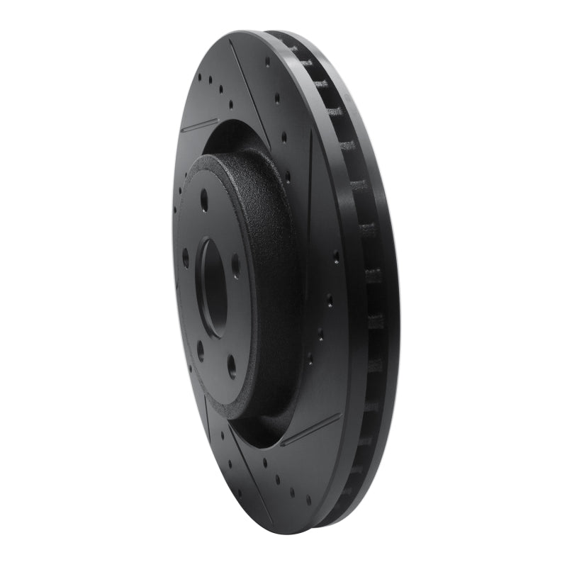 R1 Concepts R1 06-10 Jeep Grand Cherokee Front Right Drilled & Slotted Black Brake Rotor
