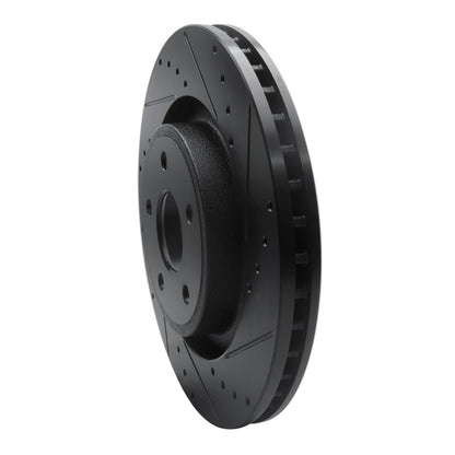 R1 Concepts R1 06-10 Jeep Grand Cherokee Front Right Drilled & Slotted Black Brake Rotor