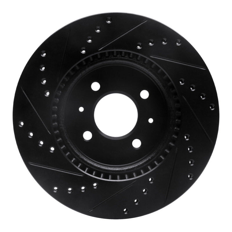 R1 Concepts R1 12-23 Hyundai Accent Front Right Drilled & Slotted Black Brake Rotor