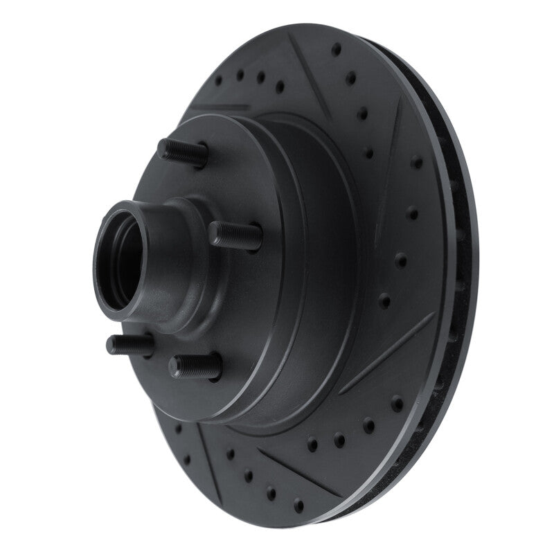 R1 Concepts R1 90-90 Cadillac BROUGHAM Front Right Drilled & Slotted Black Brake Rotor