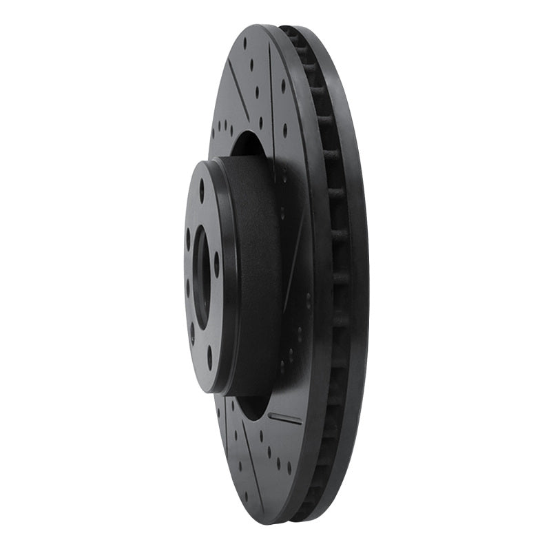 R1 Concepts R1 05-11 Audi A6 (USA/Canada) Front Right Drilled & Slotted Black Brake Rotor