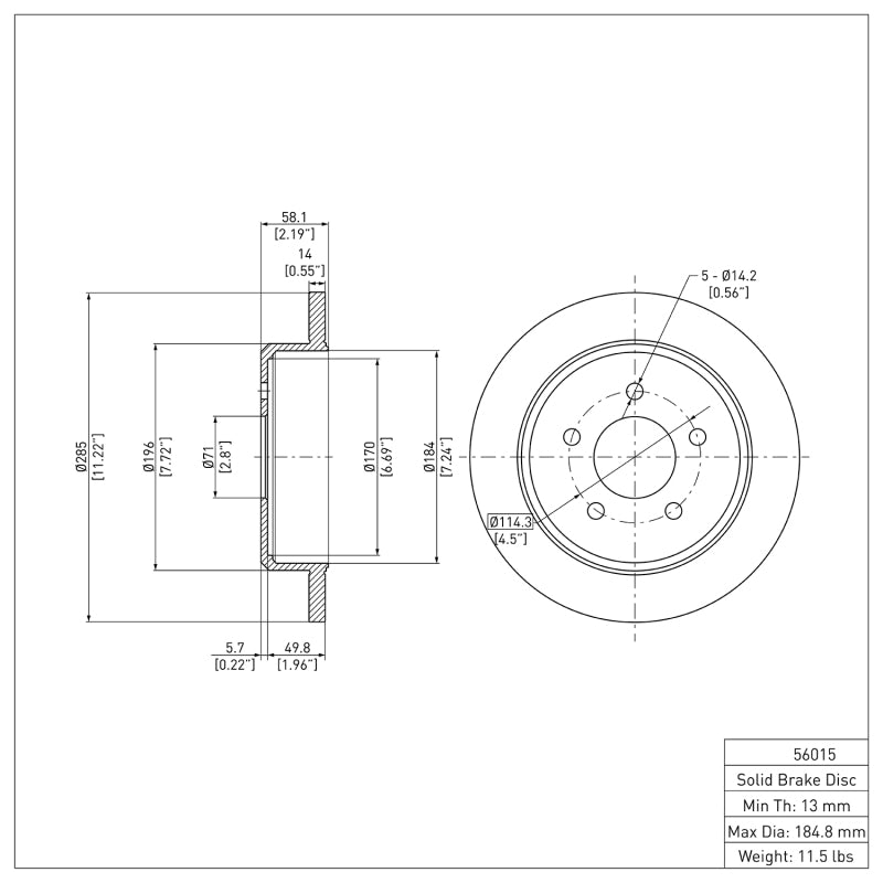 DFC 96-02 Ford Crown Victoria Rear Brake Rotor