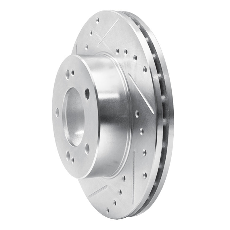 R1 Concepts R1 83-89 Chrysler Conquest Front Left Drilled & Slotted Silver Brake Rotor