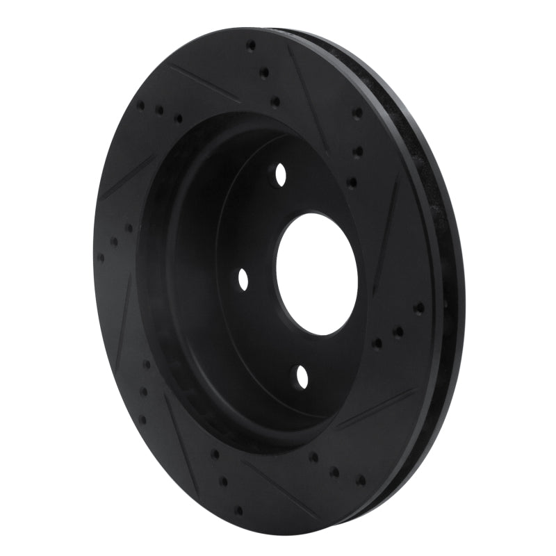 R1 Concepts R1 05-11 Dodge Dakota 4WD Front Left Drilled & Slotted Black Brake Rotor