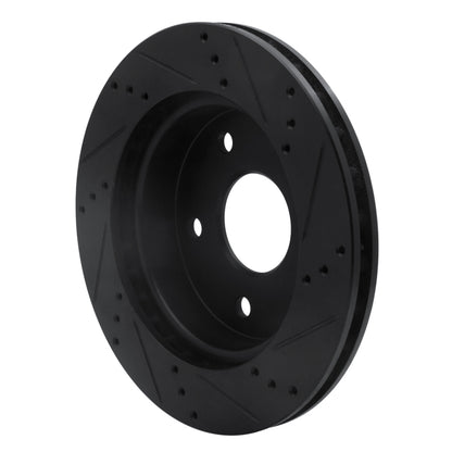 R1 Concepts R1 05-11 Dodge Dakota 4WD Front Left Drilled & Slotted Black Brake Rotor