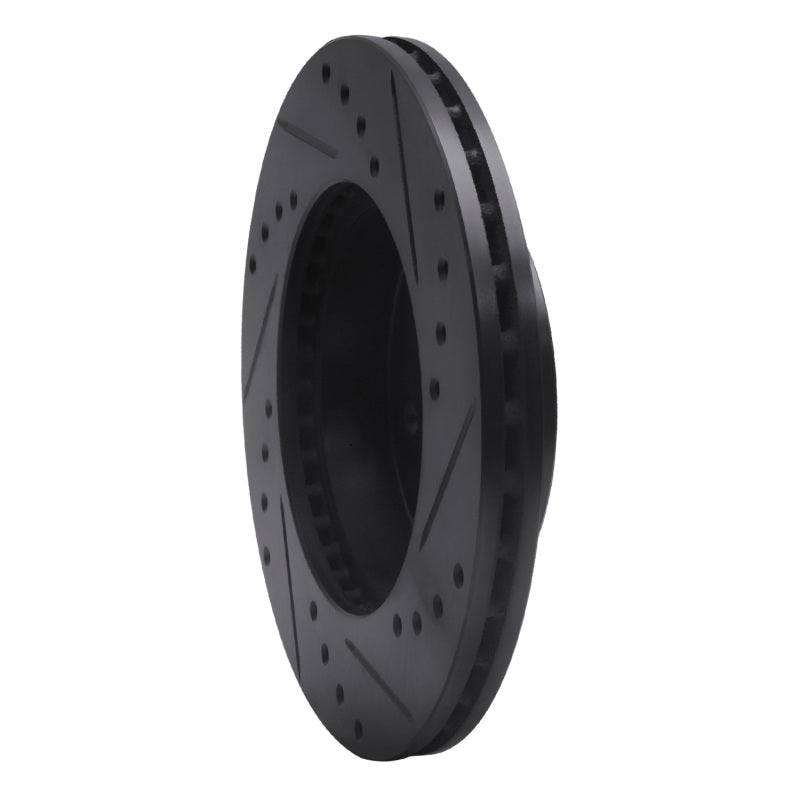 R1 Concepts R1 88-91 Honda Prelude Front Left Drilled & Slotted Black Brake Rotor