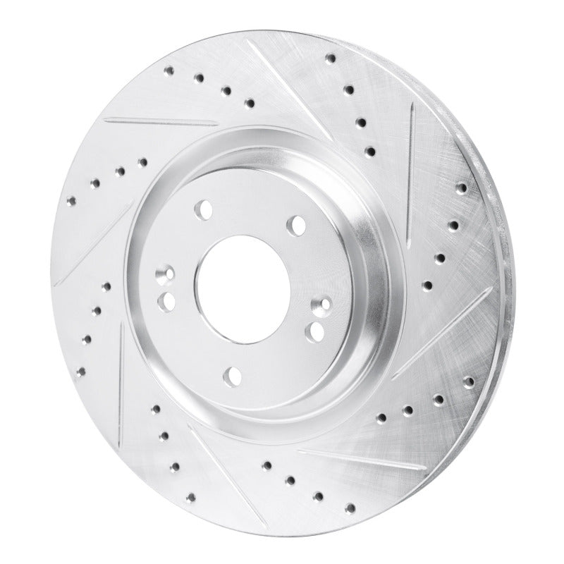 R1 Concepts R1 19-22 Hyundai Veloster N Front Right Drilled & Slotted Silver Brake Rotor
