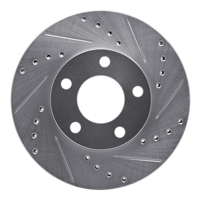 R1 Concepts R1 94-04 Ford Mustang Front Right Drilled & Slotted Silver Brake Rotor