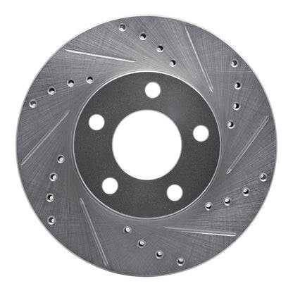 R1 Concepts R1 94-04 Ford Mustang Front Right Drilled & Slotted Silver Brake Rotor