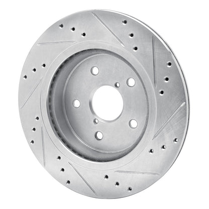 R1 Concepts R1 2015-2025 Subaru Outback Rear Left Drilled & Slotted Silver Brake Rotor