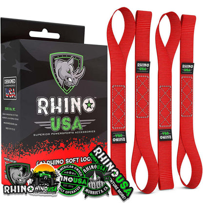 Rhino USA Soft Loops Motorcycle Tie-Down Set 4-Pack Red