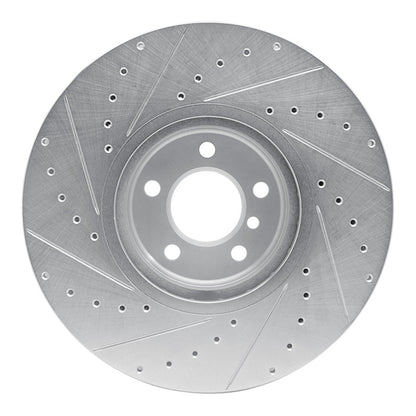 R1 Concepts R1 08-19 BMW X5 Front Right Drilled & Slotted Silver Brake Rotor