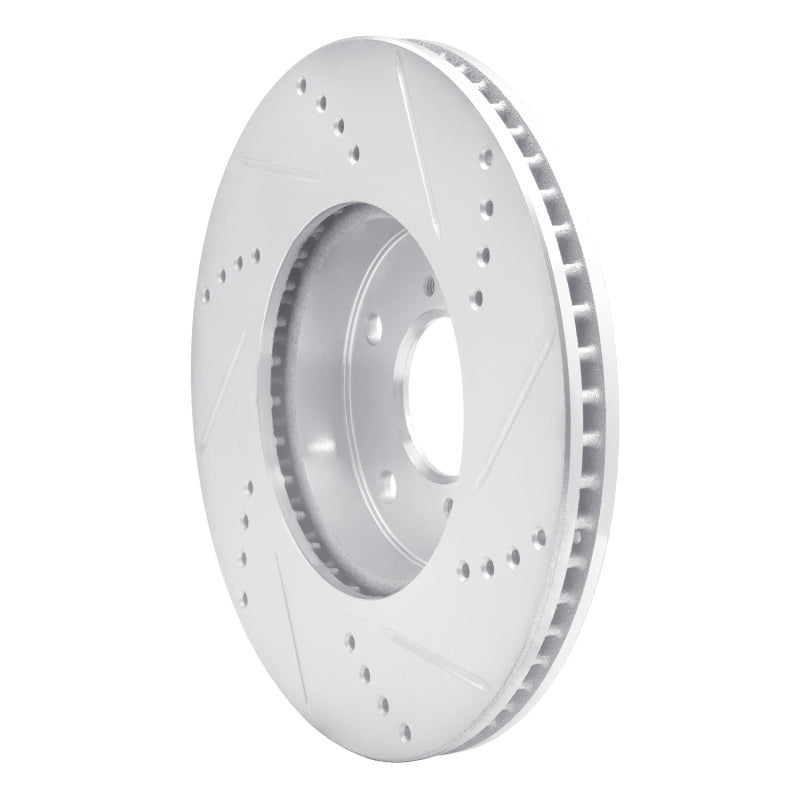 R1 Concepts R1 16-25 Honda Civic Coupe Front Left Drilled & Slotted Silver Brake Rotor