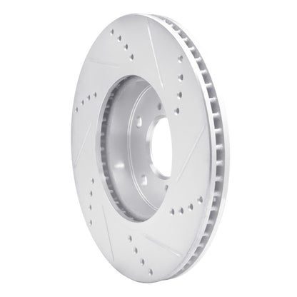 R1 Concepts R1 16-25 Honda Civic Coupe Front Left Drilled & Slotted Silver Brake Rotor