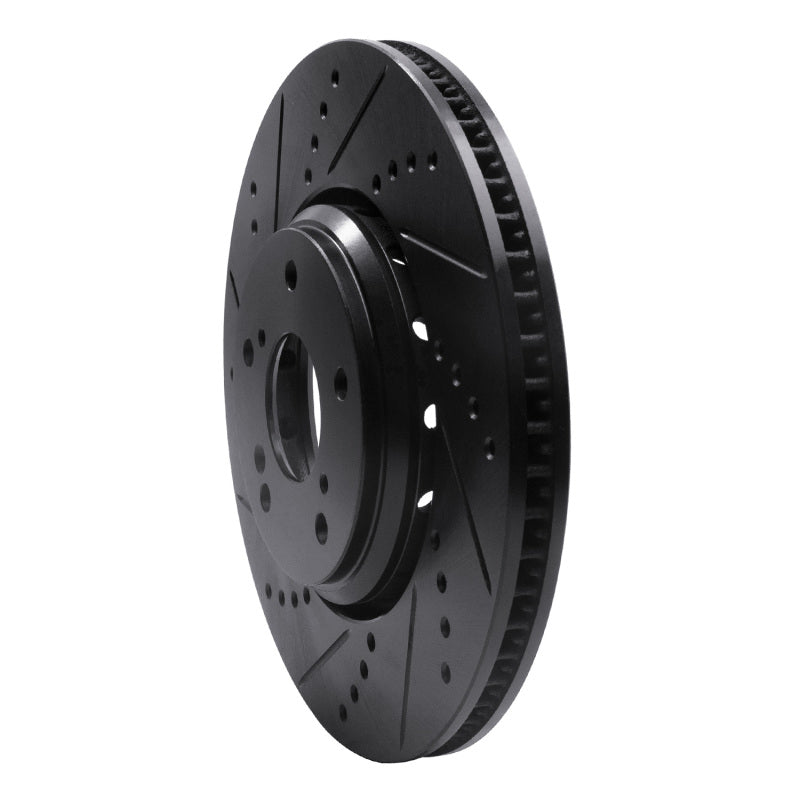 R1 Concepts R1 16-22 Acura ILX Front Left Drilled & Slotted Black Brake Rotor