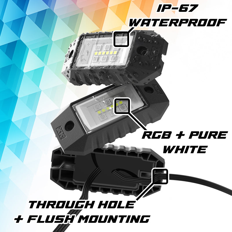 XKGLOW XK Glow RGBW 12pc Addressable LED Rock Light Kit