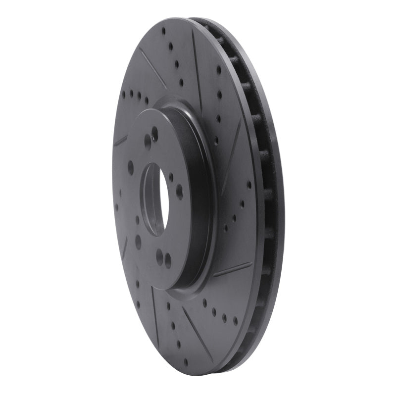 R1 Concepts R1 04-08 Acura TL Front Right Drilled & Slotted Black Brake Rotor