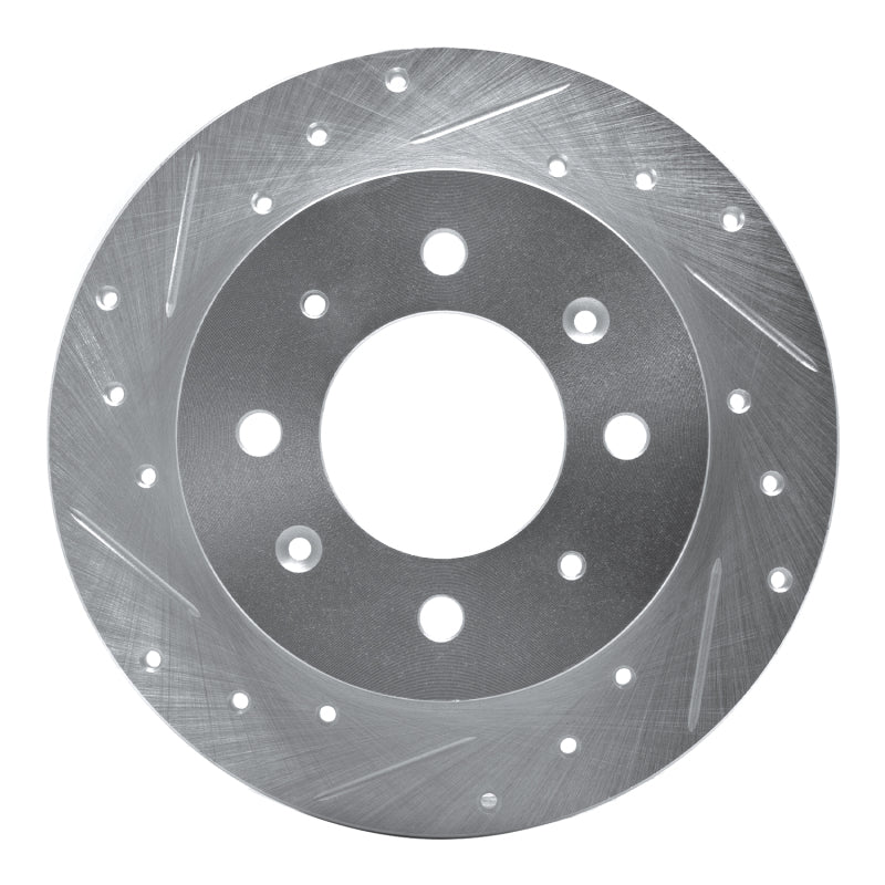 R1 Concepts R1 04-09 Kia Spectra5 Rear Left Drilled & Slotted Silver Brake Rotor