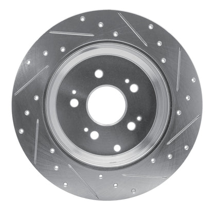R1 Concepts R1 07-17 Acura MDX Rear Left Drilled & Slotted Silver Brake Rotor