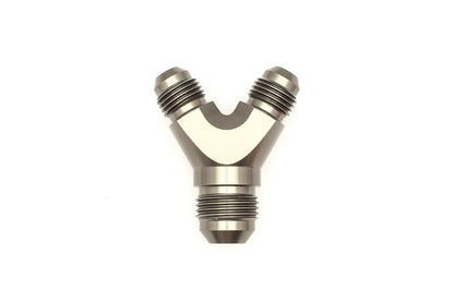 DeatschWerks 6AN Male Flare + 6AN Male Flare to 8AN Male Flare Y Block Fitting