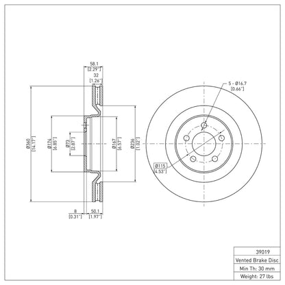 DFC 19-23 Chrysler 300 Front GeoSPEC Coated Rotor