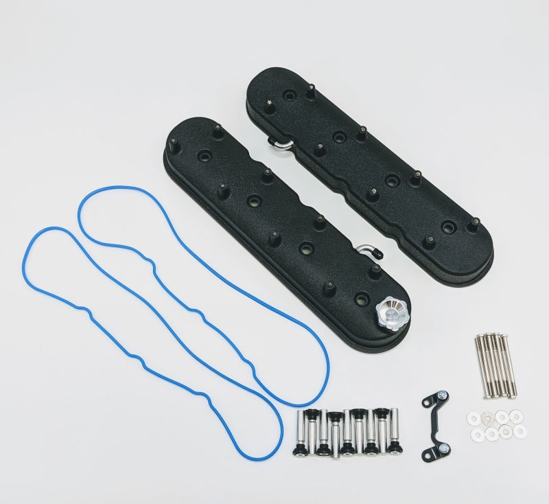 Granatelli Motor Sports Granatelli 96-22 GM LS Tall Valve Cover w/Angled Coil Mounts - Black Wrinkle (Pair)