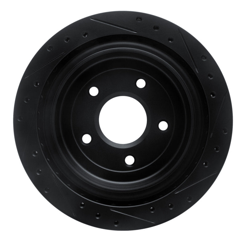 R1 Concepts R1 97-13 Cadillac XLR Rear Left Drilled & Slotted Black Brake Rotor