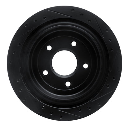 R1 Concepts R1 97-13 Cadillac XLR Rear Left Drilled & Slotted Black Brake Rotor