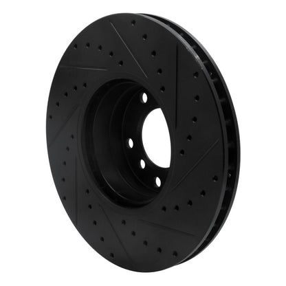 R1 Concepts R1 00-03 BMW 540I Front Left Drilled & Slotted Black Brake Rotor