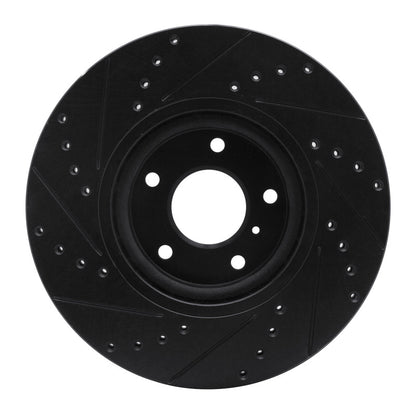 R1 Concepts R1 03-23 Infiniti FX35 Front Right Drilled & Slotted Black Brake Rotor