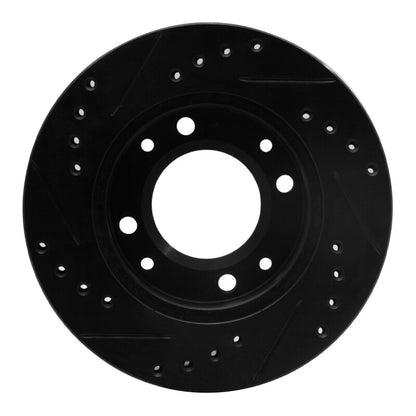 R1 Concepts R1 86-88 Mazda RX-7 Front Right Drilled & Slotted Black Brake Rotor
