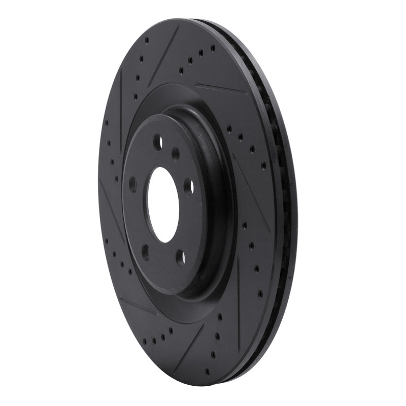 R1 Concepts R1 2008-2025 Audi A6 Allroad Rear Left Drilled & Slotted Black Brake Rotor
