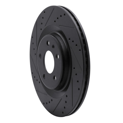 R1 Concepts R1 2008-2025 Audi A6 Allroad Rear Left Drilled & Slotted Black Brake Rotor